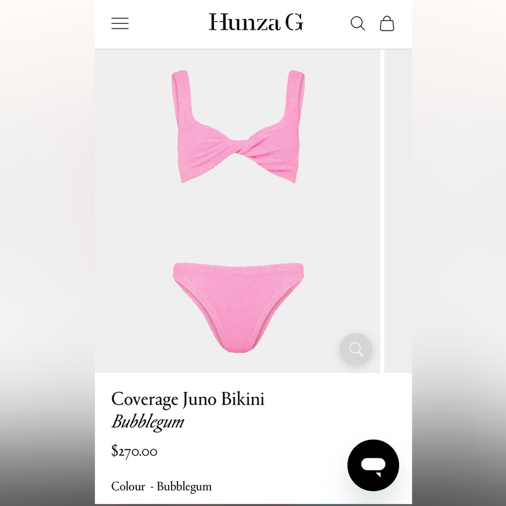 Hunza G Coverage Juno Bikini in “Bubblegum”